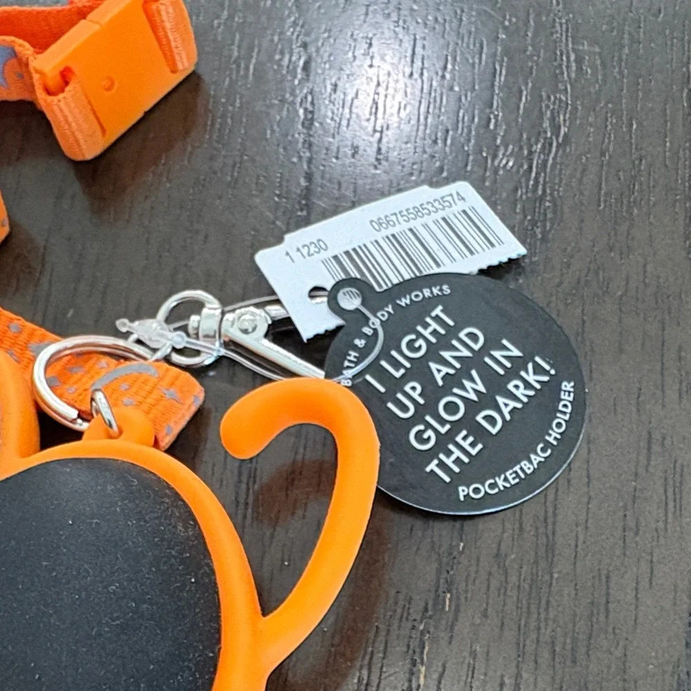 Glow-in-the-Dark Black Cat Keychain with Orange Lanyard